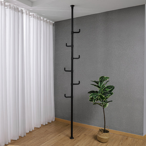 Adjustable Laundry Pole Clothes Drying Rack Coat Hanger DIY Floor to Ceiling Tension Rod Storage Organizer for Indoor, Balcony