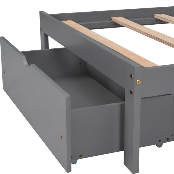 Twin Size Platform Bed with Drawer, Gray(New, expected to arrive on March 15) RT