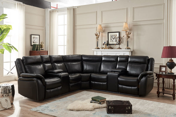 LE153 Power reclining Sectional Black W/LED strip