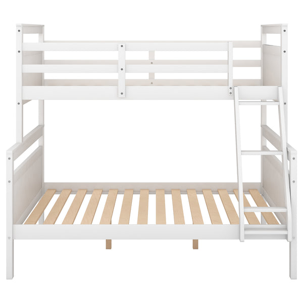 Twin over Full Bunk Bed with ladder, Safety Guardrail, Perfect for Bedroom, Gray