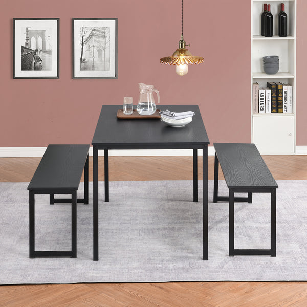 3 Piece Dining Set;  Kitchen Table with Benches