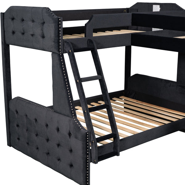 L-Shaped Twin over Full Bunk Bed and Twin Sie Loft Bed with Desk